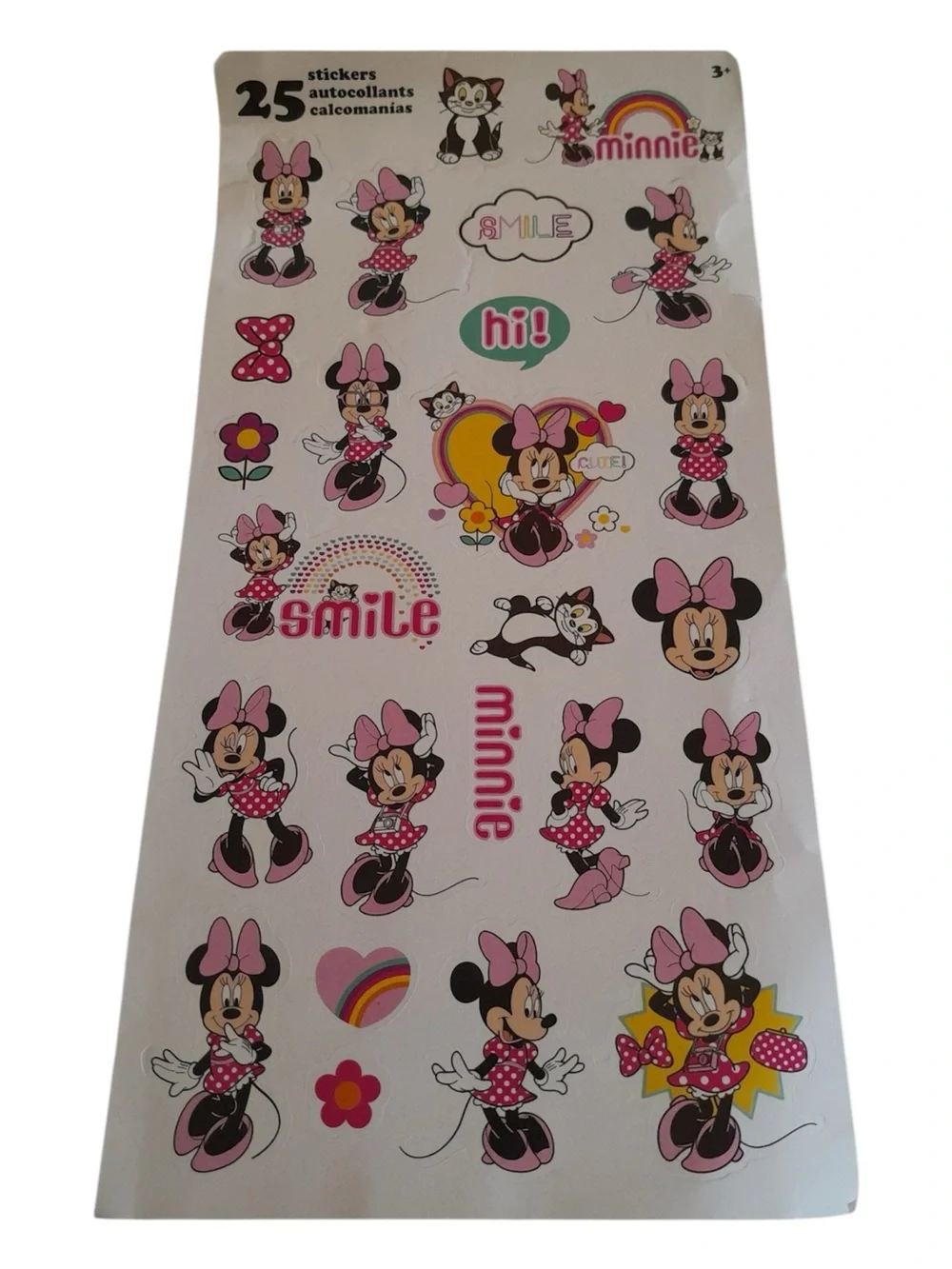 Disney Minnie Mouse 3D Keychain Wristlet Lanyard Bag Charm + 25 Stickers